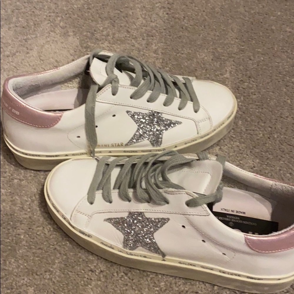 Golden Goose Hi Star (platform) pink/silver shoes!